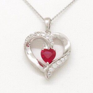 New Womens Heart Shaped Cz 925 Sterling Silver Necklace
